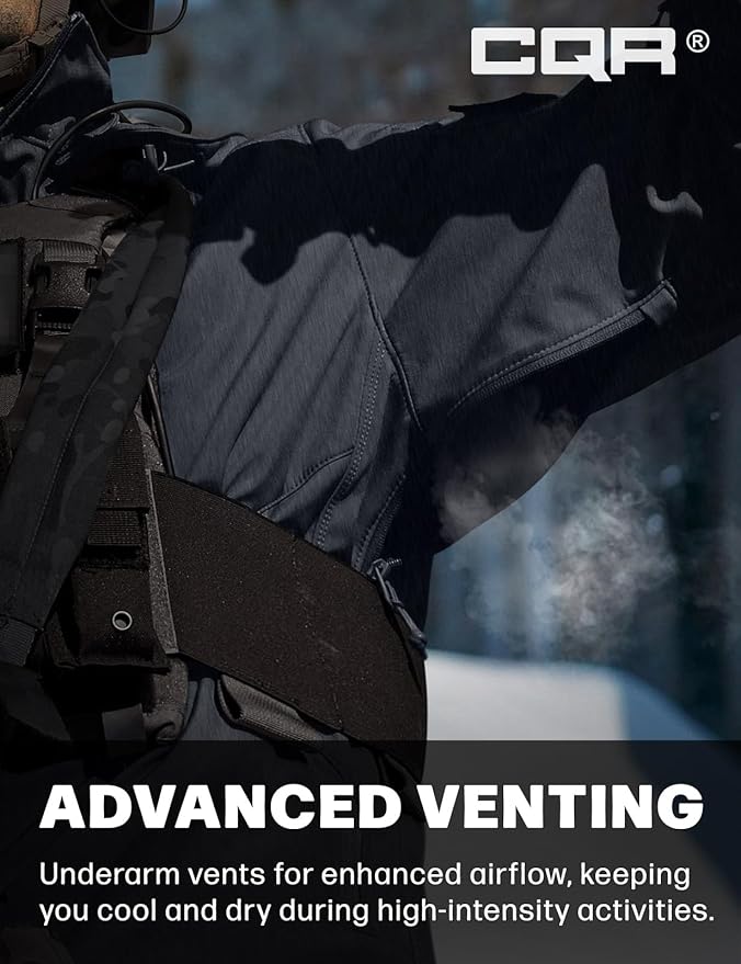 CQR Men's Tactical Softshell Jacket, Winter Warm Fleece Lined Coat, Water Resistant Outdoor Hunting Hiking Rain Windbreaker