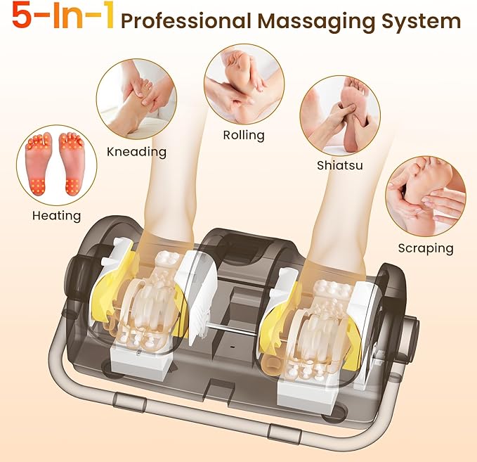 TISSCARE Shiatsu Foot Massager with Heat: FSA Eligible HSA Foot Massager for Neuropathy, Plantar Fasciitis and Pain Relief-Massage Feet/Leg/Calf/Ankle at Home/Office, Gifts for Women and Men(Gray)