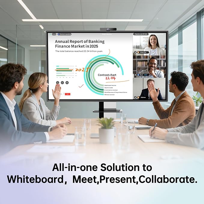 55 Inch Smart Board, Interactive Whiteboard, 4K UHD Touch Screen Digital Board, Digital Electronic Smartboard for Classroom,Office & Conference Rooms,Open App Ecosystem(Board & Wall Mount Only)