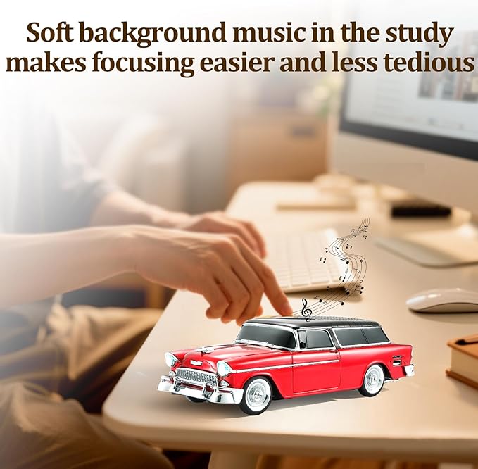 Retro car-Shaped Bluetooth Speaker, high-Definition Sound Quality, TWS Pairing, Multiple Interface outputs, Truck Model Bluetooth Speaker, Suitable for Desktop Decoration, Parties, Beach (RED)