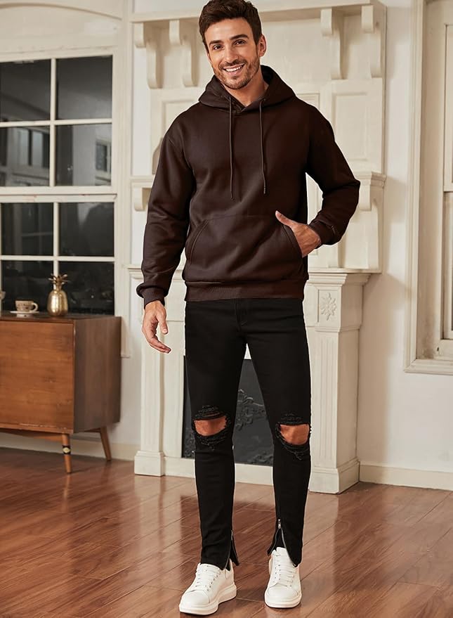 JMIERR Mens Casual Cotton Hooded Collar Drawstring Hoodies Pullover Sweatshirts Casual Long Sleeve Shirts