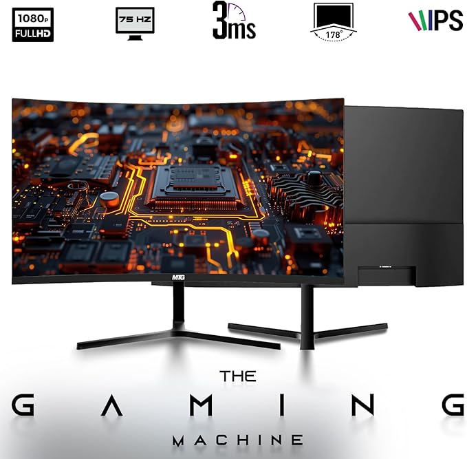 HP Dark Single Premium Desktop Computer PC – AMD Processor,16GB RAM,512GB SSD,27 Inch Curved Monitor,RGB Keyboard with AI Copilot Key and Mouse,RGB Soundbar,Windows 11(Renewed)