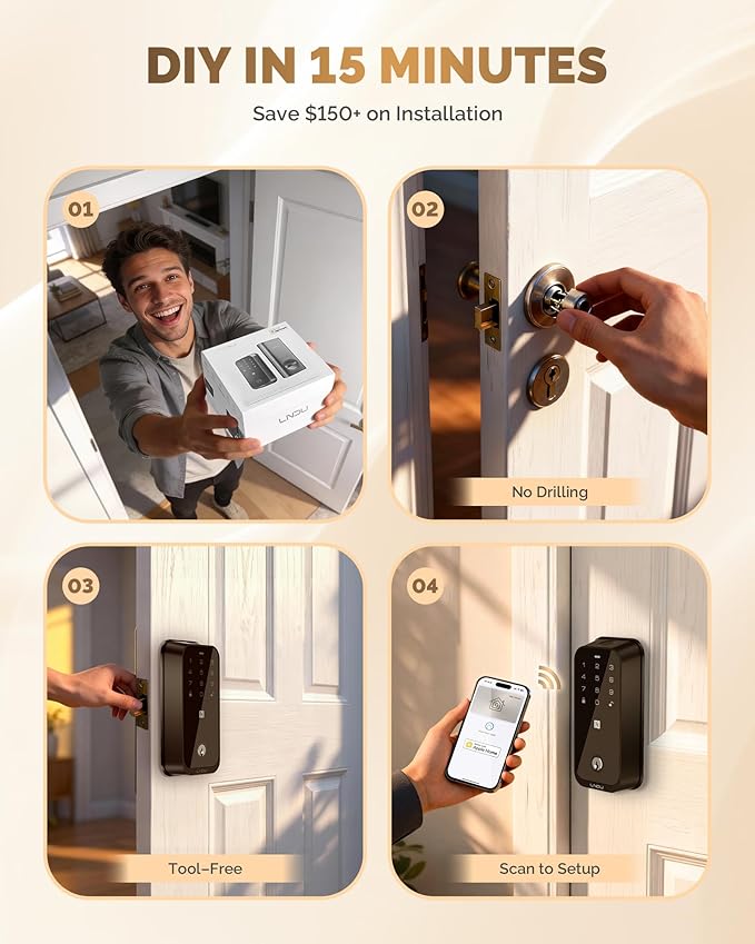 Smart Locks for Front Door, Keyless Entry Door Lock, Supports Apple HomeKit, Fingerprint Unlock, Remote Control via App, Auto Unlock, keypad deadbolt, Long Battery Life & Auto-Lock
