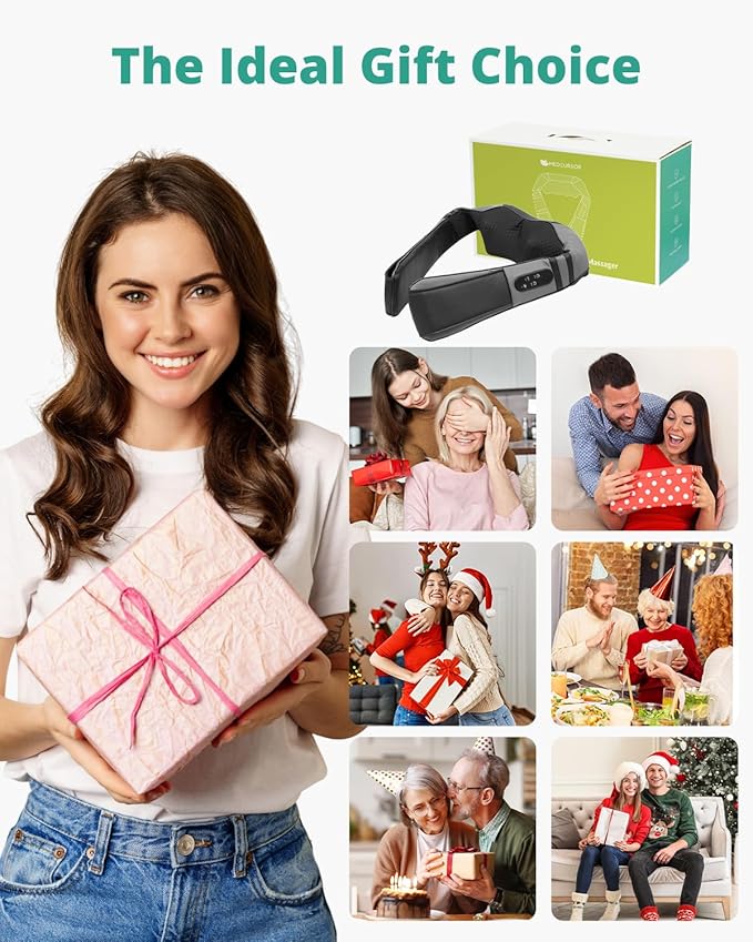 Medcursor Neck Massager with Heat for Pain Relief Deep Tissue, Rechargeable, Shiatsu Neck and Shoulder Massager, Ideal Choice for Men, Women, Mom & Dad