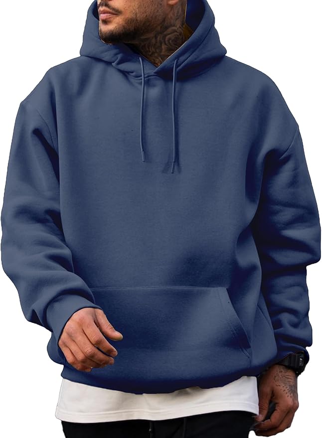 JMIERR Mens Casual Cotton Hooded Collar Drawstring Hoodies Pullover Sweatshirts Casual Long Sleeve Shirts