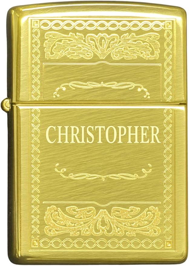 Personalized American Classic Elegant Design Lighter Zippo - Free Engraving - Christmas, Halloween & Valentines Day Gift (Gold FM)