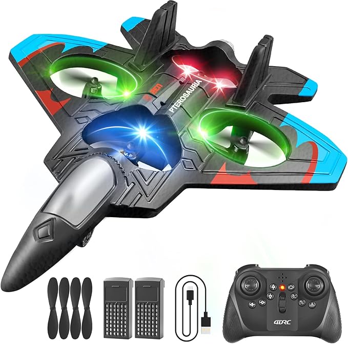 4DRC V32 Foam Remote Control Airplanes RC Planes for Kids Adults, RC Airplane Fighter Jet with Light, 360° Flip Fighter Jet Toys, Stunt Roll, Airplane Toy Gifts for Kids Boys