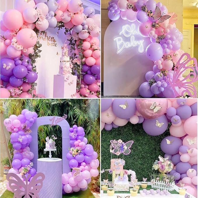 Pink and Purple Party Balloons, 50Pcs 12 Inch Purple Pink Balloons, Metallic Pink Purple Latex Balloons Birthday Party Balloons for Birthday Wedding Bridal Shower Party Decorations
