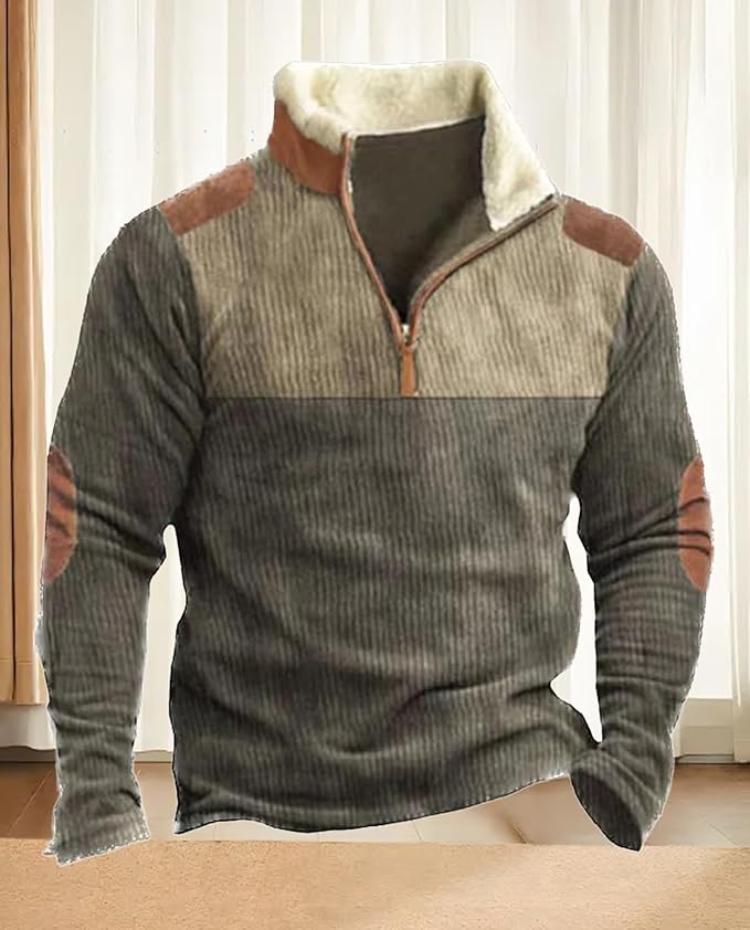 Western Sweatshirts for Men Aztec Retro Pullover Quarter Zip Sweatshirt Mens Stitching Color Fleece Sweatshirt