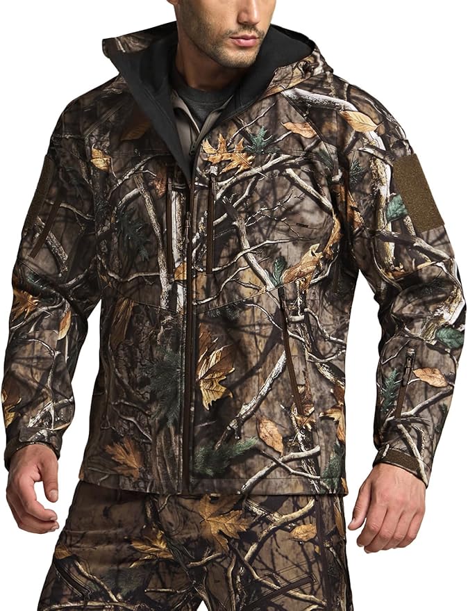 CQR Men's Tactical Softshell Jacket, Winter Warm Fleece Lined Coat, Water Resistant Outdoor Hunting Hiking Rain Windbreaker