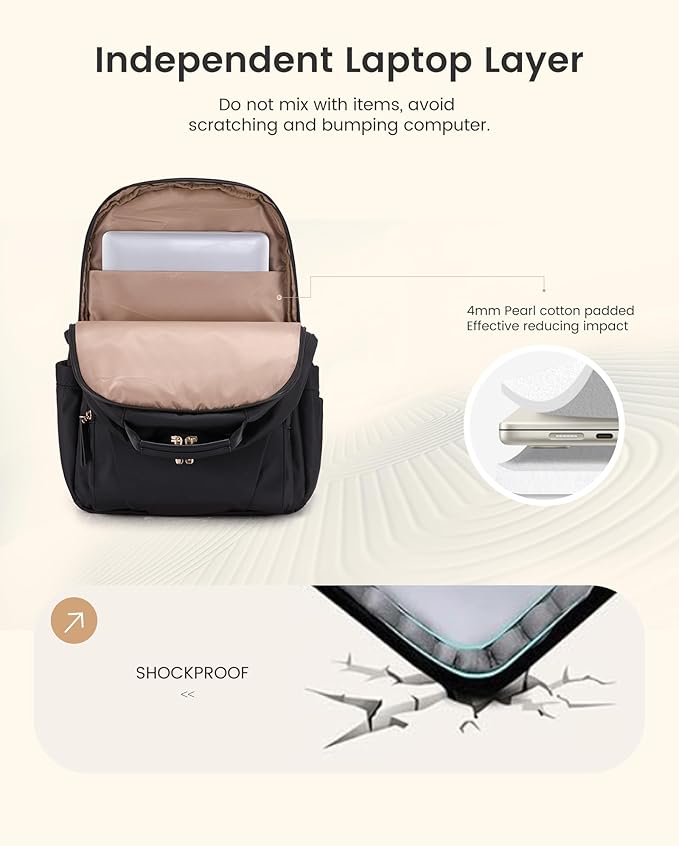 LOVEVOOK Laptop Backpack for Women with 2X Extra-Large Tumbler Pockets, 15.6" Work Backpack Purse, Travel Personal Item Bag, Carry On Business Computer Bag for Office, School, or Gift, Lustrous Pine