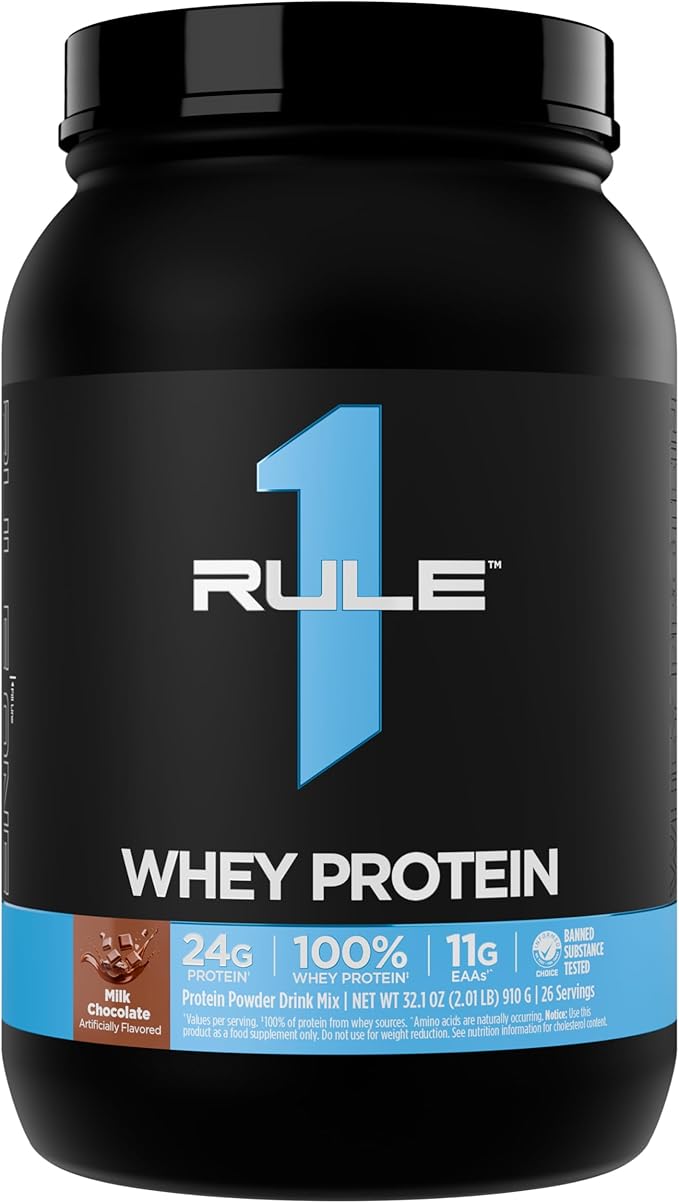 Rule 1 Whey Protein – 24g Fast-Acting Protein from All-Whey Sources with Naturally Occurring EAAs & BCAAs for Workout Recovery or Anytime Use (2 Pounds*, Milk Chocolate)