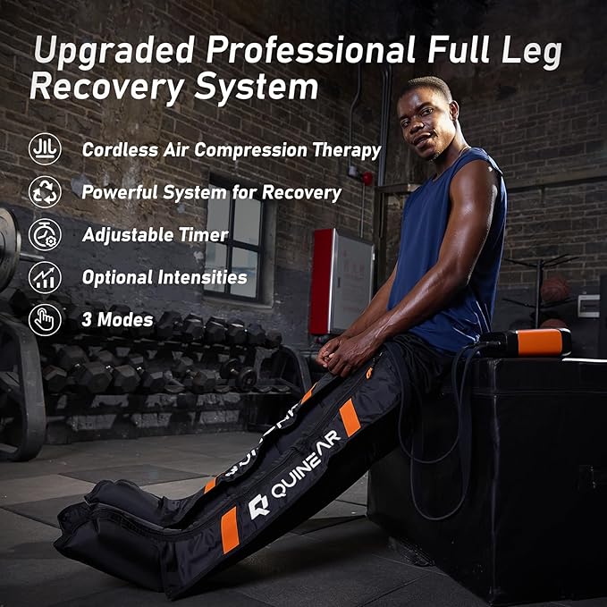 QUINEAR Professional Leg Recovery System, Cordless Air Compression Boots with Sequential Compression, Leg and Foot Massager, Fast Recovery Therapy for Athletes, FSA-HSA Eligible (Large)