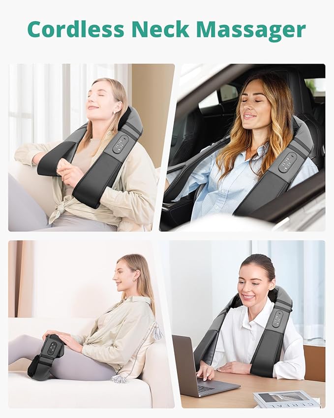 Medcursor Neck Massager with Heat for Pain Relief Deep Tissue, Rechargeable, Shiatsu Neck and Shoulder Massager, Ideal Choice for Men, Women, Mom & Dad