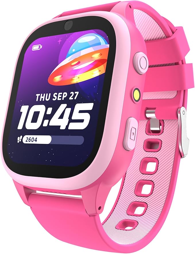 PlayZoom 4 Kids Smartwatch, Educational Tech Toy – 25+ Games, Selfie Camera, Audiobooks, Step Tracker, Water‑Resistant, Parental Controls, Long Battery, Ages 4‑12, Fuchsia Pink