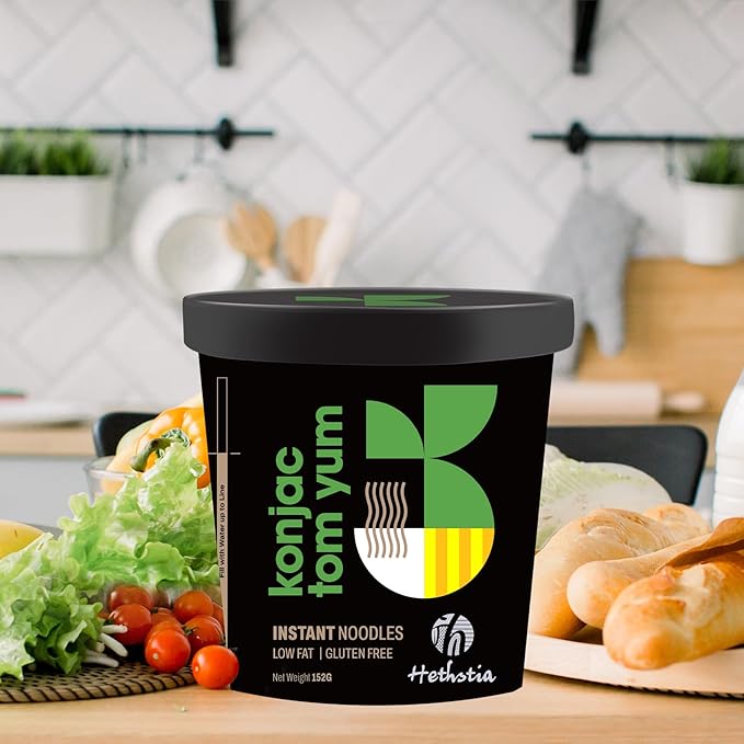 Hethstia Shirataki Noodle Tom Yum Soup Cups- 6-Pack Konjac Angel Hair Pasta, Low Carb, Ready-to-Eat Tom Yum Noodle Broth, Low GI, Healthy Asian Ramen, Keto-Friendly, Holiday Food Gift