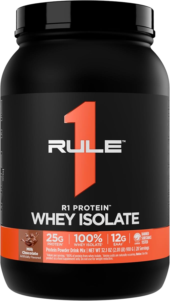 Rule 1 R1 Protein Whey Isolate - with 25g Protein & 6g BCAA Exclusively from Isolated & Hydrolyzed Sources for Workout Recovery (2 Pounds*, Milk Chocolate)