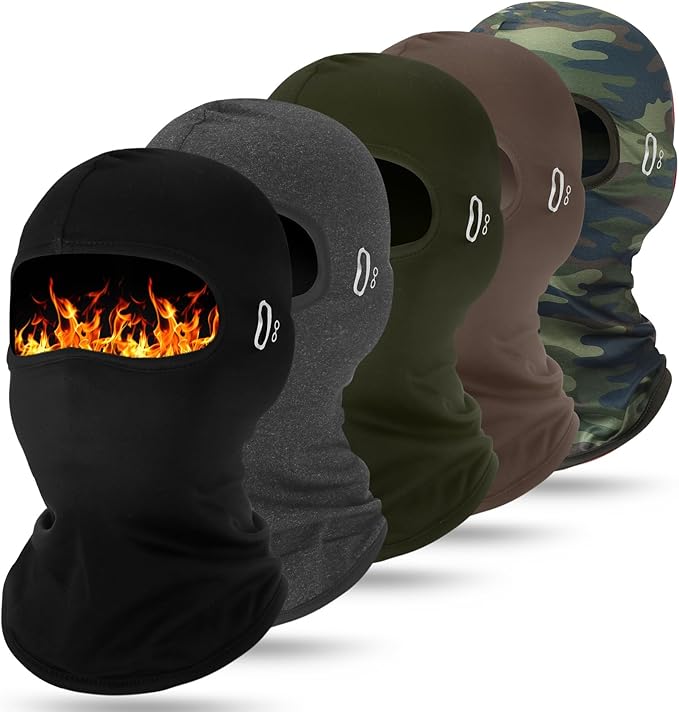 Suhine 5 Pcs Winter Balaclava Ski Mask Windproof Thermal Full Face Mask Cold Weather Balaclava with Reflective Stripe