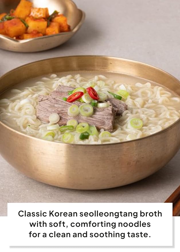 Korean Food Paldo Gomtang Noodle Soup, 5 Pack (3.6oz Each) – Instant Korean-Style Broth Ramen – Mild & Savory Gomtang Flavor with Chewy Noodles