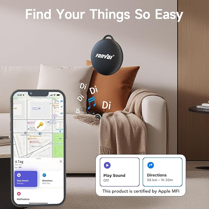2026 New [Apple MFi Certified] (iOS Only) Air Tags-4 Park, Bluetooth Tracker Tag for Apple Find My, Replaceable Battery, Key Finder and Item Locator Smart Tag for Keys, Bags, Luggage, Pets, Wallet