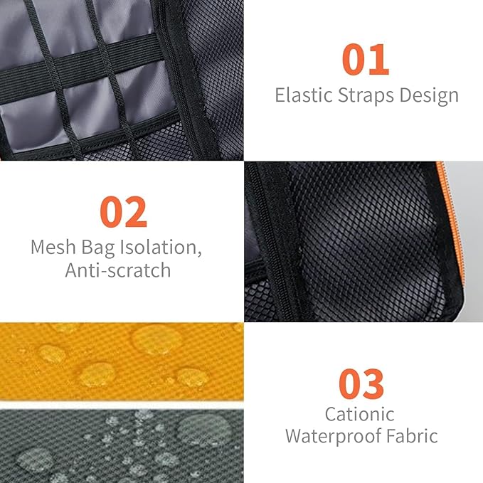 Electronics Travel Organizer,Portable Waterproof Electronic Travel Storage Bag for Small Charging Cord Storage,Charger,SD Card etc,for Travel,Business-Purple Black