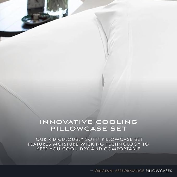 SHEEX Original Performance Cooling Pillowcases, Ultra-Soft Pillowcase Set, 2 Cooling Pillow Covers, King, Black