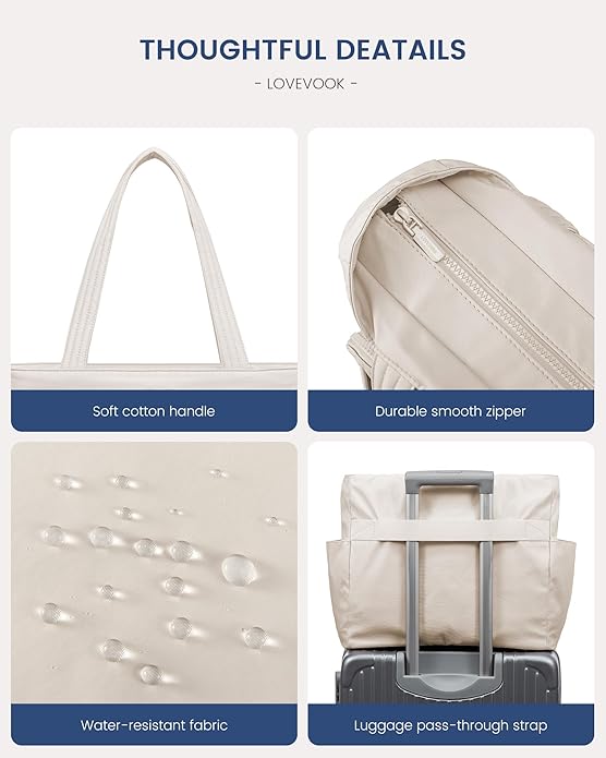 LOVEVOOK Tote Bag for Women,Light Puffer Tote Bag with Multi-pockets,Stylish Carry on Laptop Bags for Daily,Travel,Work,Gym | with Multi-pockets, Stylish, Carry on, for Daily, Travel, Work