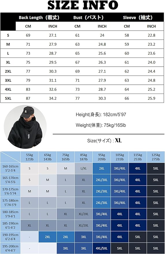 Fleece Hoodies for Men Cowl Neck Sweatshirts Hood with neck Gaiter Casual Pullover Fall Winter with Embroidery