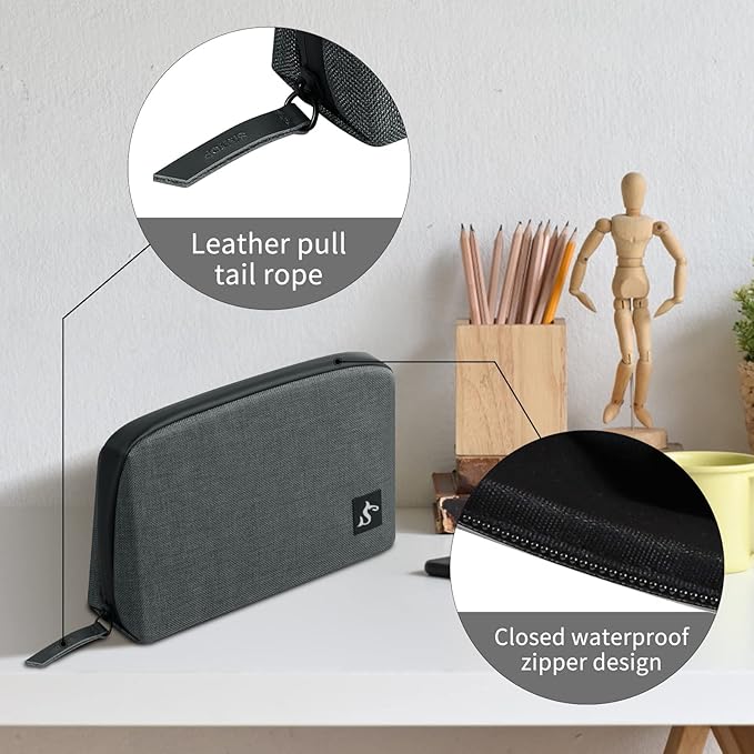 Electronic Organizer Travel Case – Waterproof Cable Bag for Cord, Charger, Hard Disk, Power Bank – Small Tech Storage for Travel, Backpack, Business Trip, Airplane