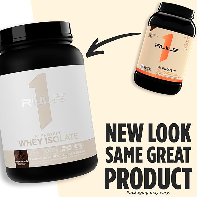 Rule 1 Naturally Flavored R1 Protein Whey Isolate - Clean Formula with 25g Protein & 6g BCAA Exclusively Isolated & Hydrolyzed Sources for Workout Recovery (1.7 Pounds*, Pure Vanilla)