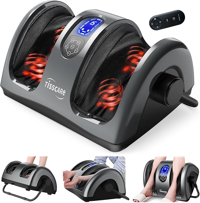 TISSCARE Shiatsu Foot Massager with Heat, FSA Eligible HSA Foot Massager for Plantar Fasciitis, Neuropathy, Circulation and Pain Relief, Massage Feet at Home/Office, Gift for Men and Women