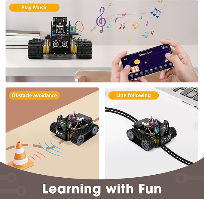 Robotics for Kids Ages 12-16, ACEBOTT Smart Robot Kit with 3MP Camera + Tank Car, STEM Toys Coding Kit Compatible with Arduino & Scratch, App & Remote Control, Gift for Kids & Teens