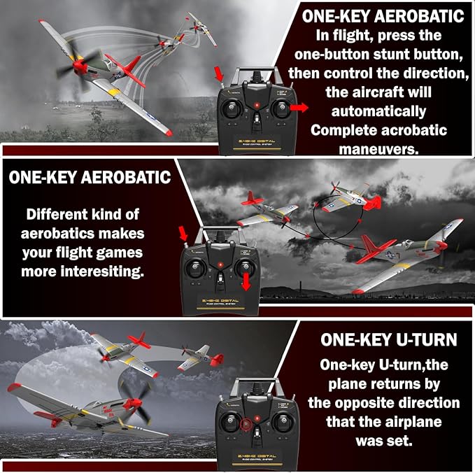 LEAMBE 4 Channel RC Plane, Ready to Fly Aerobatic Aircraft, Easy Control for Beginners, P51 Mustang RC Airplane Best Gift for Adults