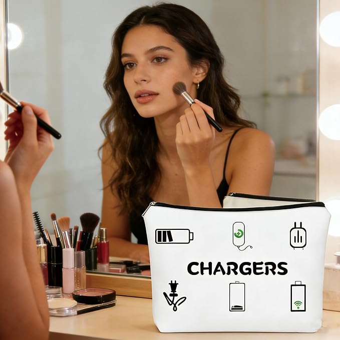 Charger Makeup Bags, Cables Organizer Bag Gifts, Travel & Small Cosmetic Zipper Pouch, Suitable for Travel Or Vacation Toiletries, Daily Use for Birthday Women And Girls Gifts