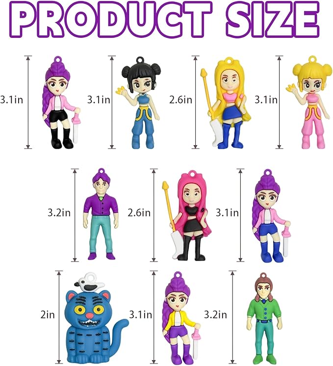Demon Hunters Action Figures,Korean Idol Demon Doll,Demon Hunters Doll Model Set, Anime Character Figures, Desktop Decorations, Home & Office Decoration Accessories（10 Piece）