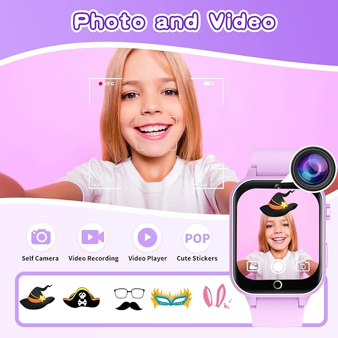 Kids Smart Watches Girls Age 5-12, 26 Games High-Resolution Touchscreen Kids Watch with Video Camera Music Player Pedometer Flashlight 12/24 hr Educational Toys Birthday Gifts for Girls Ages 6 7 8