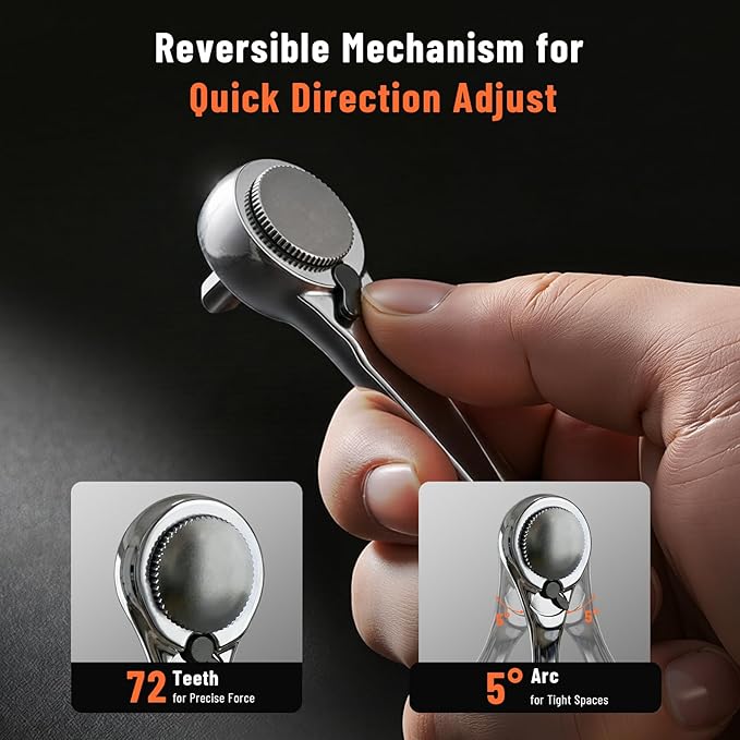 Katerk 28 in 1 Magnetic Screwdriver Set, 90 Degree Offset Ratcheting Wrench, 1/4 Mini Ratchet Wrench Set, Right Angle Ratcheting Screwdriver Set and Bit with Metric Socket Set for Tight Spaces