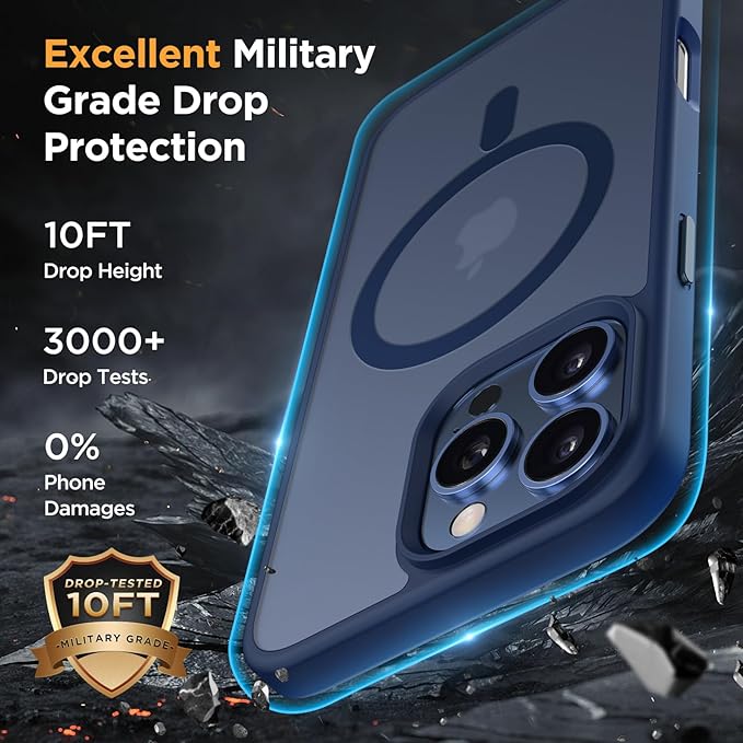 Miracase Magnetic Series for iPhone 16 Pro Case [Compatible with MagSafe] [with 2X Screen Protectors] Military-Grade Protection, Anti-Fingerprint, Slim Phone Case for 16 Pro 6.3 inch - Dark Blue