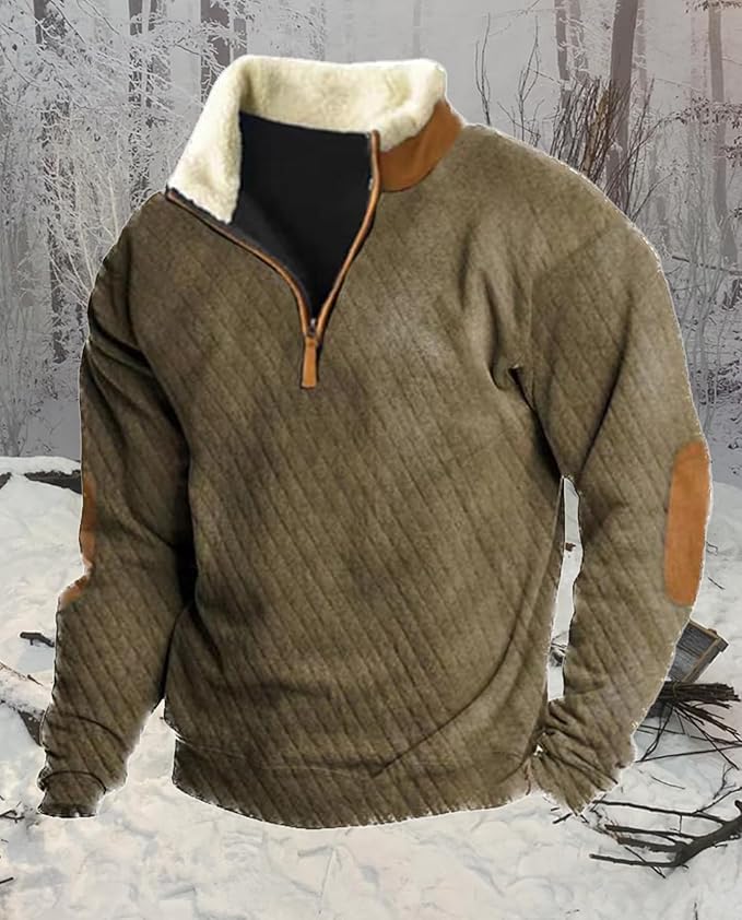 Western Sweatshirts for Men Aztec Retro Pullover Quarter Zip Sweatshirt Mens Stitching Color Fleece Sweatshirt