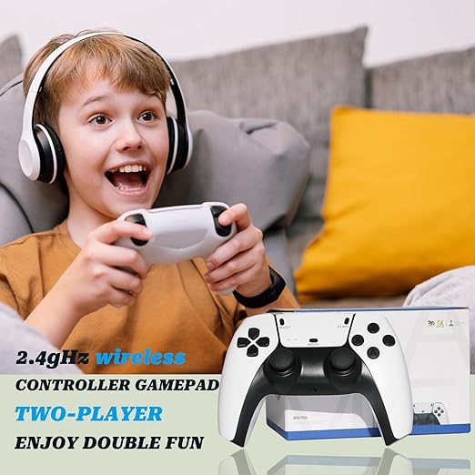 Hikonia Retro Game Console with 40000 Games,Plug & Play Video Game Console 18 Emulators Classic Games,4K HDMI Output for TV,Dual Controllers Birthday Gifts for Boys & Girls 64G