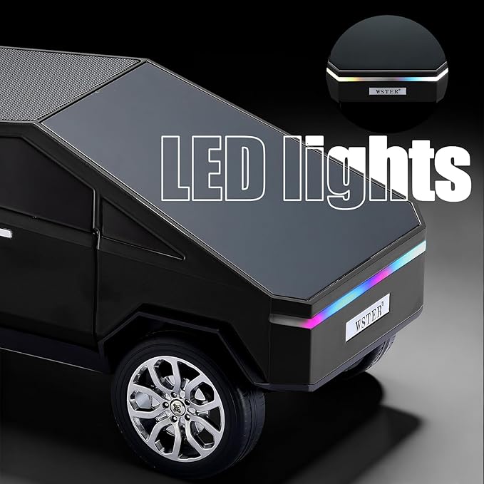 Portable Car Model Bluetooth Speaker with HD Stereo Sound, TWS Dual Pairing, LED Display, Truck-Style Wireless Speaker for Home, Office, Gaming & Collectible Display (Black)