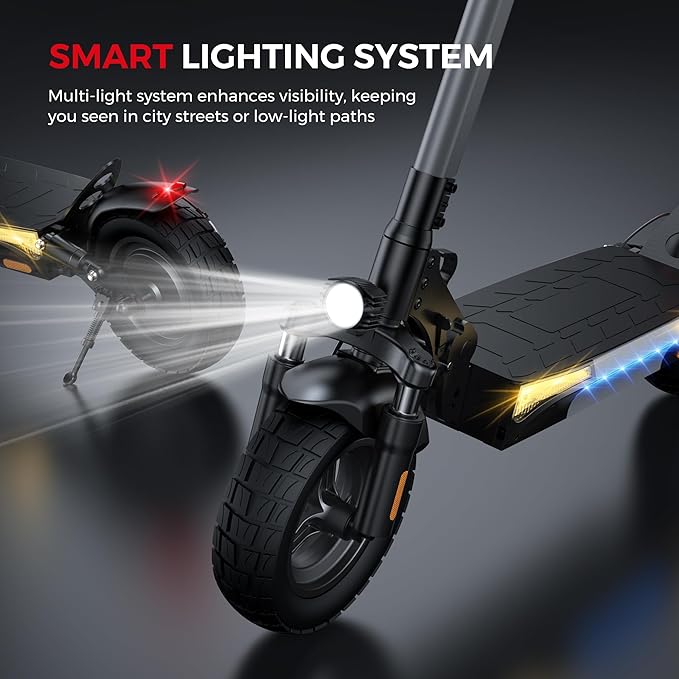iScooter Electric Scooter, 800W Motor E-Scooter Up to 25/28 Miles Range, Top Speed 25/28 MPH,10" Off Road escooter Tires,Adjustable Handlebar Height, Folding Commuting Electric Scooter for Adults