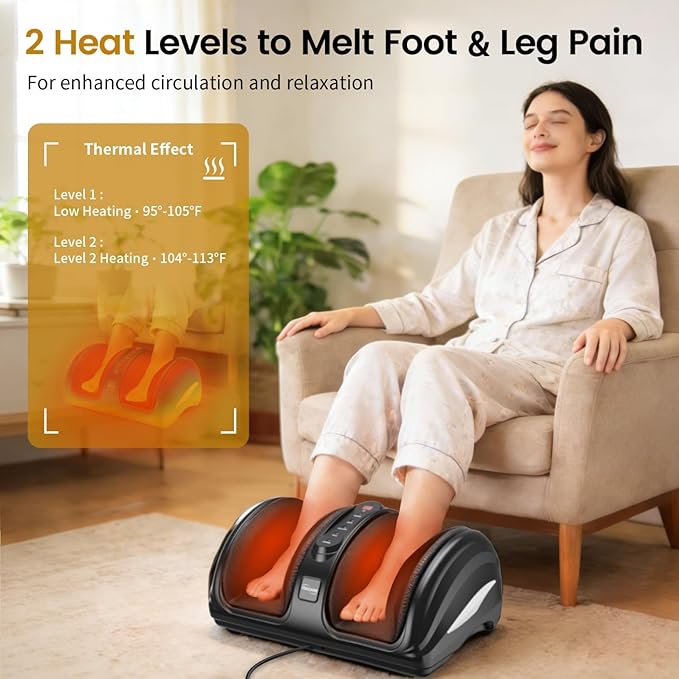 TISSCARE Foot Massager for Neuropathy: Shiatsu Feet Massager with Heat for Plantar Fasciitis, Pain Relief, Circulation, Deep Kneading Relaxation Gifts for Women Men