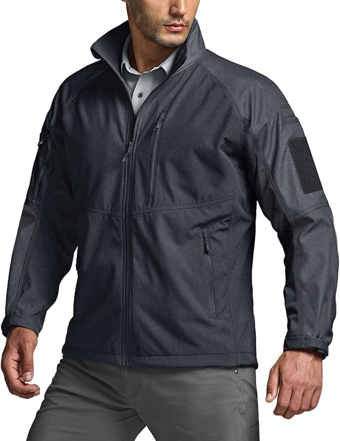 CQR Men's Tactical Softshell Jacket, Winter Warm Fleece Lined Coat, Water Resistant Outdoor Hunting Hiking Rain Windbreaker