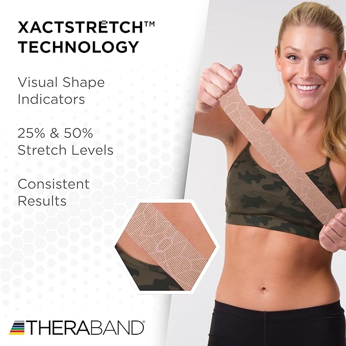 THERABAND Kinesiology Tape, Roll, with XactStretch Indicatorsv Water Resistant, Cut-to-Length