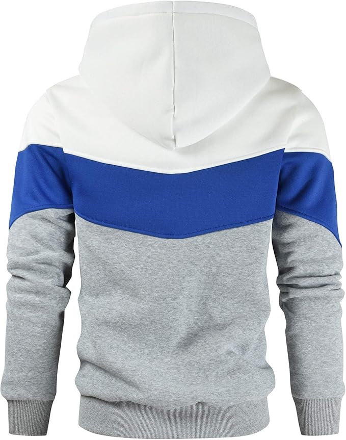Gesean Men's Novelty Color Block Pullover Fleece Hoodie Long Sleeve Casual Sweatshirt with Pocket