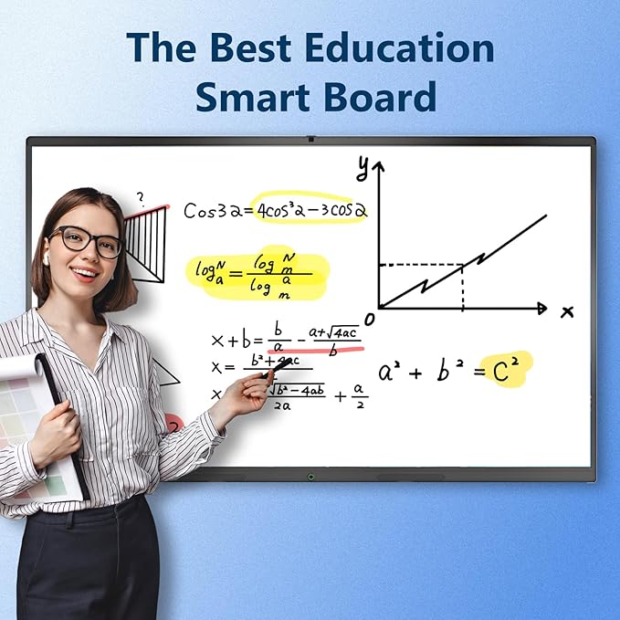 Smart Board,75 Inch Interactive Whiteboard 4K Touchscreen Built in Ultra High Definition Camera Open App Ecosystem, Digital Presentation Electronic Smart WhiteBoard for Classroom Home Office