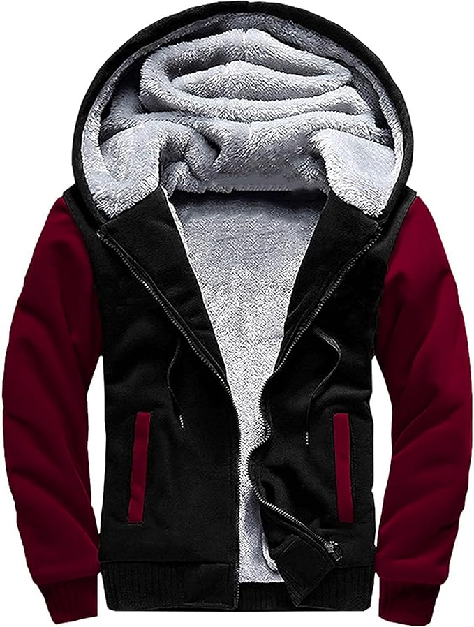 MACHLAB Men's Pullover Winter Workout Fleece Hoodie Jackets Full Zip Wool Warm Thick Coats