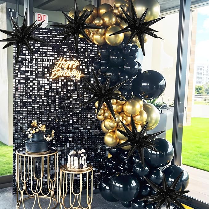 6PCS Star Balloons, 22Inch Large Black Star Balloon Foil Balloons Party Balloon for Birthday Graduation Wedding Anniversary Party Backdrops Decorations