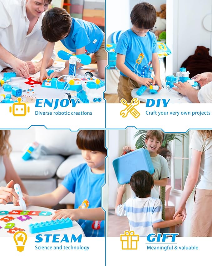 WhalesBot B3 Pro 24-in-1 Coding Robot Kit STEM Toy for Kids 4+, Advanced Smart Pen & Cards Programming, Educational Toy, Block Building Set with Controller&Motor&Sensors for Kids 4-6, 5-7